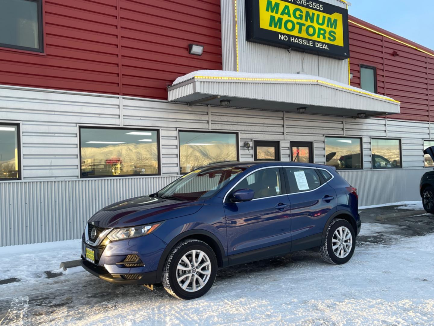 2022 Blue /charcoal cloth Nissan Rogue Sport S AWD (JN1BJ1AW3NW) with an 2.0L L4 DOHC 16V engine, CVT transmission, located at 1960 Industrial Drive, Wasilla, 99654, (907) 274-2277, 61.573475, -149.400146 - Photo#0